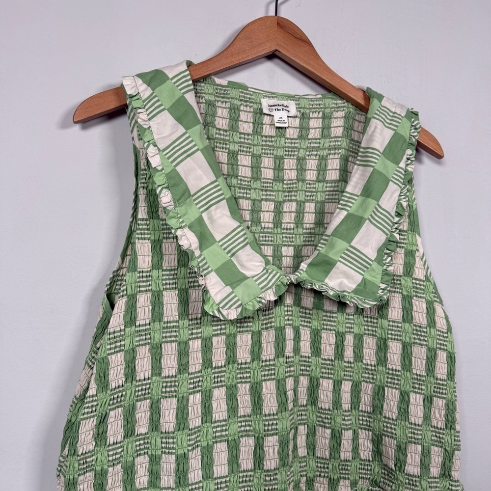 The Drop Plus Size Light Green Gingham Smocked Midi Dress, 2X, Great Condition - Picture 5 of 16